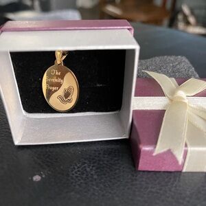 Gold Oval Engraved Pendant Necklace